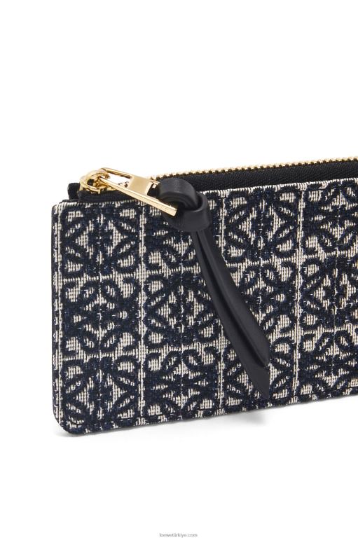 Loewe jakarlı ve dana derisinden jetonlu kartlık 026001390 kadınlar lacivert/siyah