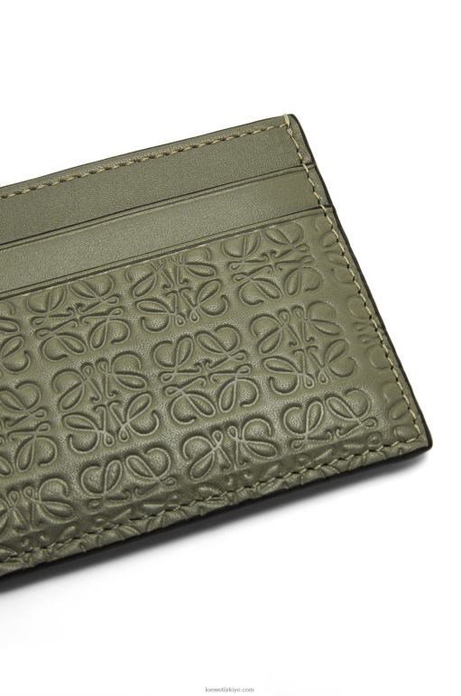 Loewe kabartmalı ipek dana derisinden tekrarlanan düz kartlık 026001376 kadınlar avokado yeşili