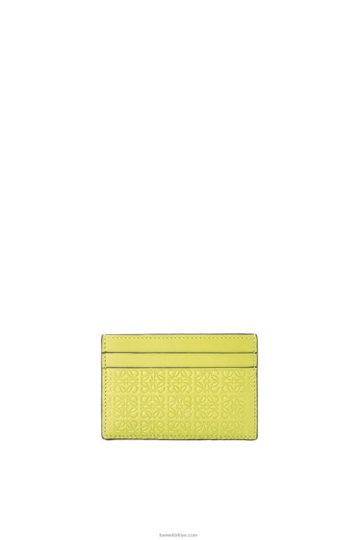 Loewe kabartmalı ipek dana derisinden tekrarlanan düz kartlık 026001401 kadınlar limon sarısı