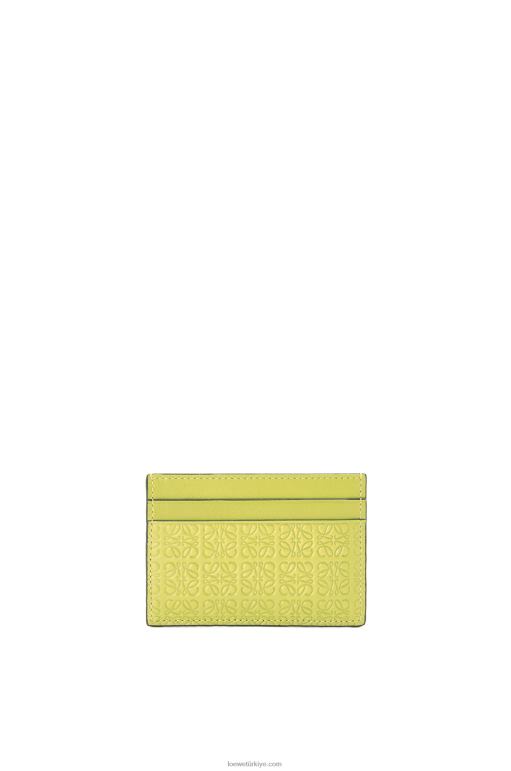 Loewe kabartmalı ipek dana derisinden tekrarlanan düz kartlık 026001401 kadınlar limon sarısı
