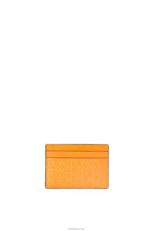 Loewe kabartmalı ipek dana derisinden tekrarlanan düz kartlık 026001404 kadınlar mandalina