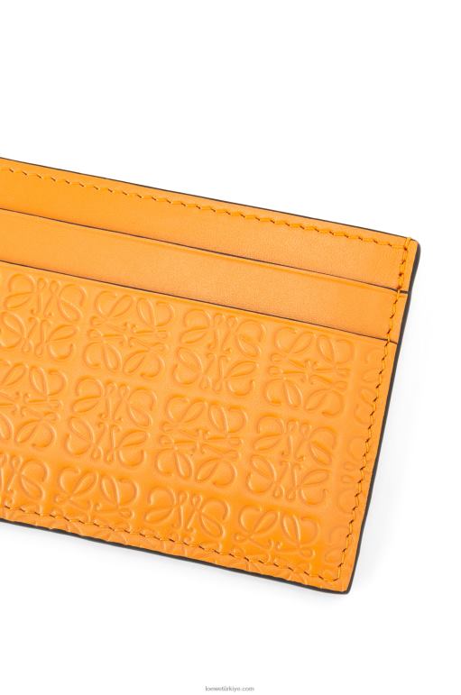 Loewe kabartmalı ipek dana derisinden tekrarlanan düz kartlık 026001404 kadınlar mandalina