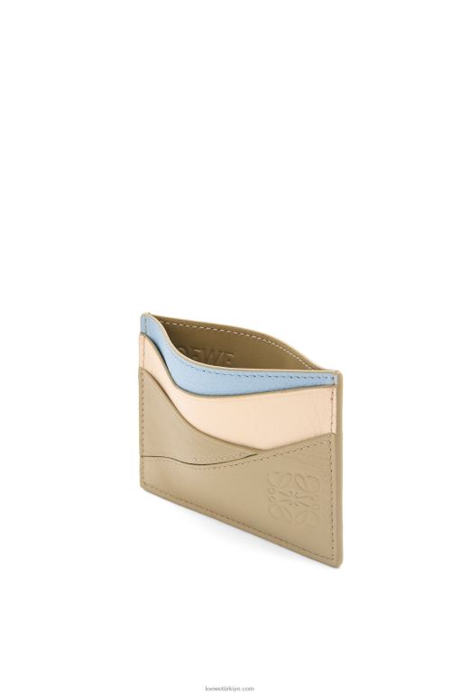 Loewe klasik dana derisinden yapboz düz kartlık 026001327 kadınlar tozlu mavi/adaçayı yeşili