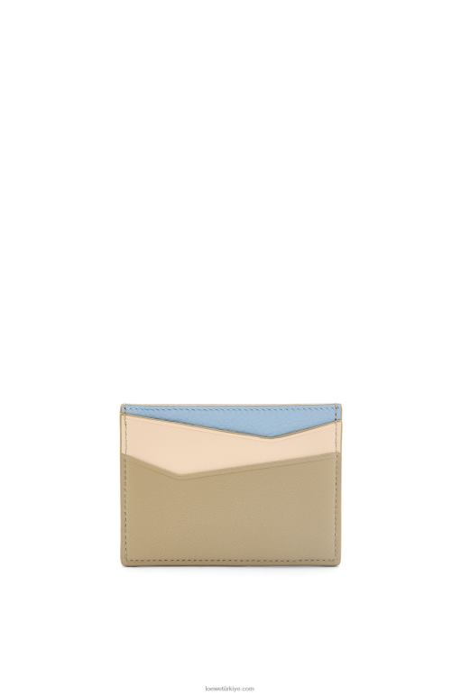 Loewe klasik dana derisinden yapboz düz kartlık 026001327 kadınlar tozlu mavi/adaçayı yeşili