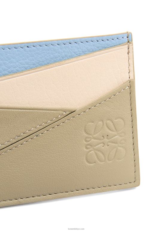 Loewe klasik dana derisinden yapboz düz kartlık 026001327 kadınlar tozlu mavi/adaçayı yeşili