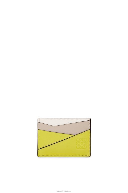 Loewe klasik dana derisinden yapboz düz kartlık 026001361 kadınlar kireç sarısı/açık yulaf