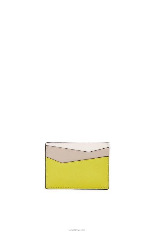 Loewe klasik dana derisinden yapboz düz kartlık 026001361 kadınlar kireç sarısı/açık yulaf