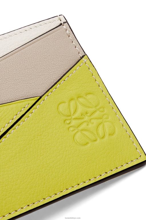 Loewe klasik dana derisinden yapboz düz kartlık 026001361 kadınlar kireç sarısı/açık yulaf