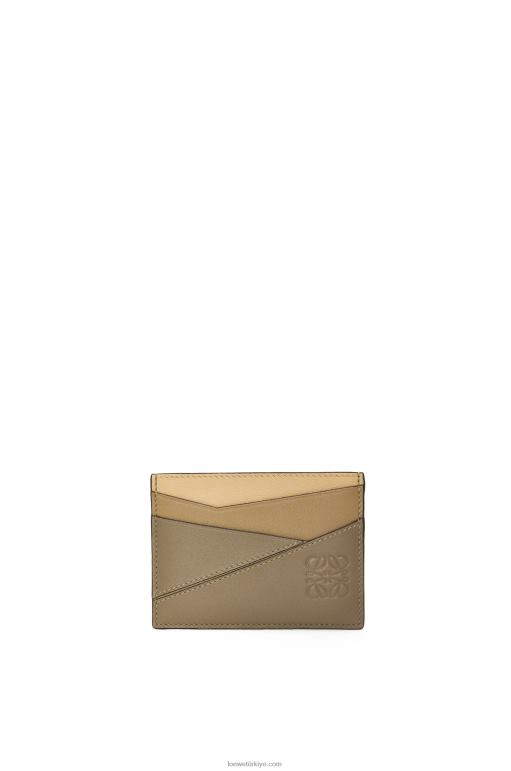 Loewe klasik dana derisinden yapboz düz kartlık 026001362 kadınlar kil yeşili/tereyağı