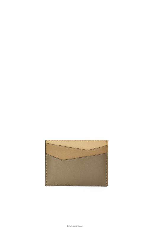 Loewe klasik dana derisinden yapboz düz kartlık 026001362 kadınlar kil yeşili/tereyağı