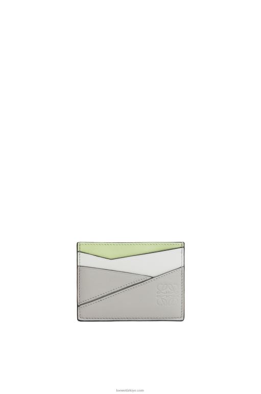 Loewe klasik dana derisinden yapboz düz kartlık 026001363 kadınlar kül grisi/açık seladonlar