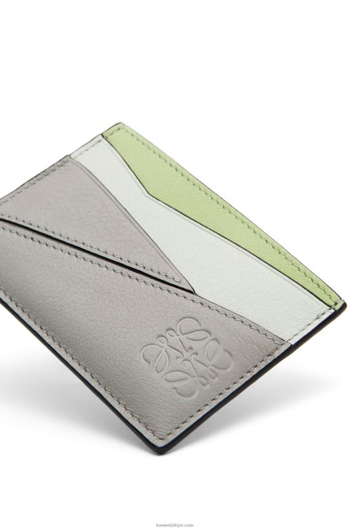 Loewe klasik dana derisinden yapboz düz kartlık 026001363 kadınlar kül grisi/açık seladonlar