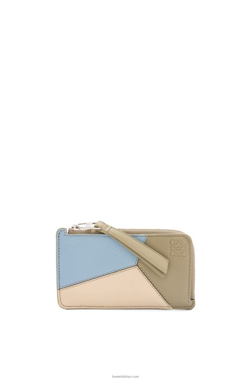 Loewe klasik dana derisinden yapboz jetonlu kartlık 026001325 kadınlar tozlu mavi/adaçayı yeşili