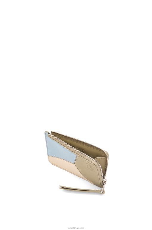 Loewe klasik dana derisinden yapboz jetonlu kartlık 026001325 kadınlar tozlu mavi/adaçayı yeşili