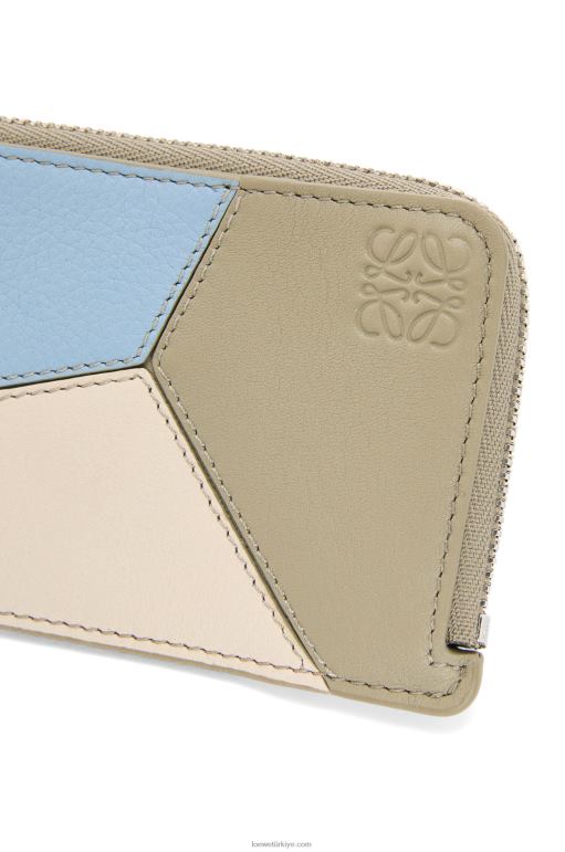 Loewe klasik dana derisinden yapboz jetonlu kartlık 026001325 kadınlar tozlu mavi/adaçayı yeşili
