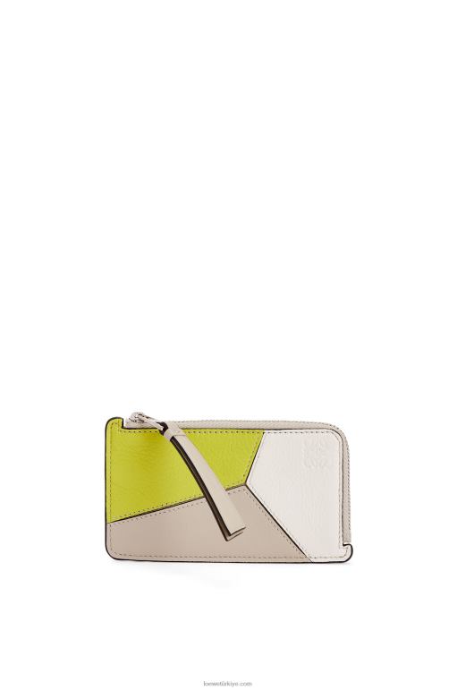 Loewe klasik dana derisinden yapboz jetonlu kartlık 026001347 kadınlar kireç sarısı/açık yulaf