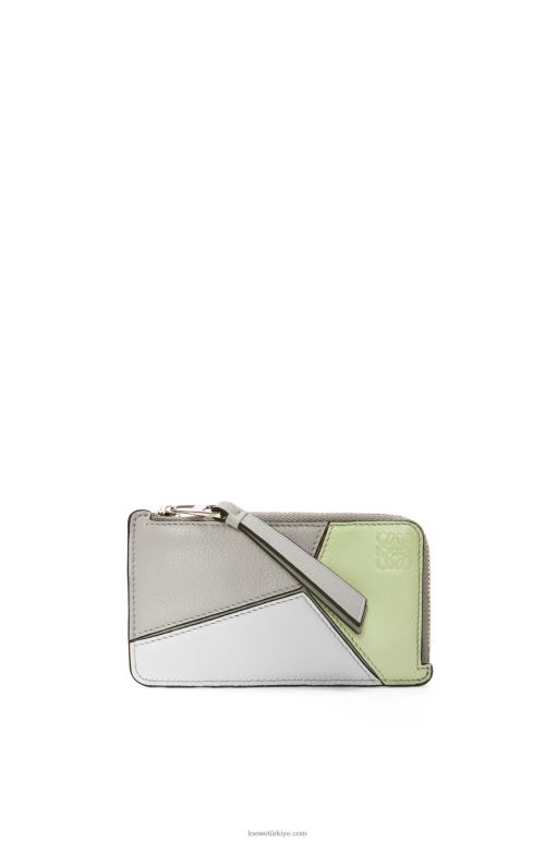 Loewe klasik dana derisinden yapboz jetonlu kartlık 026001348 kadınlar kül grisi/açık seladonlar