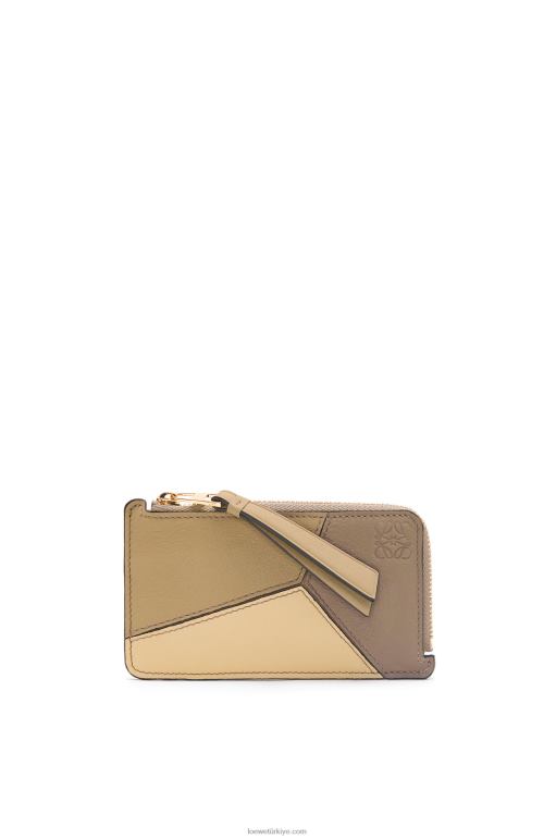 Loewe klasik dana derisinden yapboz jetonlu kartlık 026001369 kadınlar kil yeşili/tereyağı