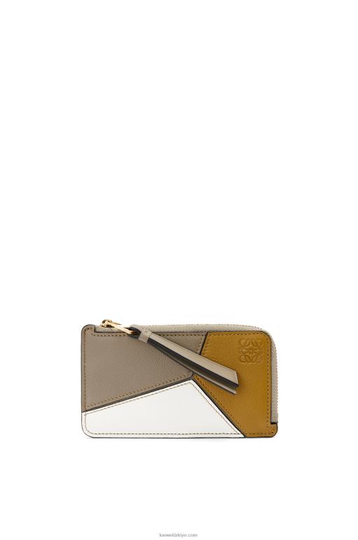 Loewe klasik dana derisinden yapboz jetonlu kartlık 026001406 kadınlar koyu sarı/defne yeşili