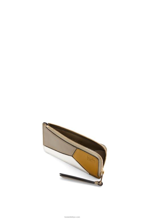Loewe klasik dana derisinden yapboz jetonlu kartlık 026001406 kadınlar koyu sarı/defne yeşili