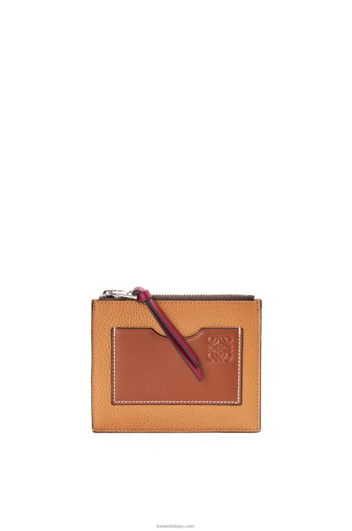 Loewe yumuşak damarlı dana derisinden büyük jetonlu kartlık 026001385 kadınlar hafif karamel/ceviz