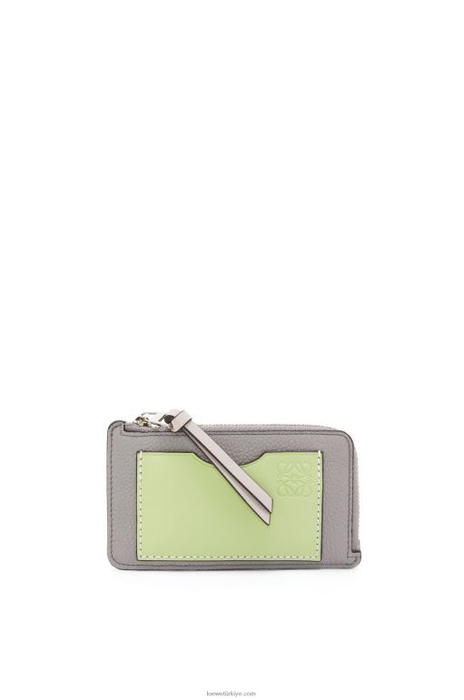Loewe yumuşak damarlı dana derisinden jetonlu kartlık 026001336 kadınlar inci grisi/açık soluk yeşil