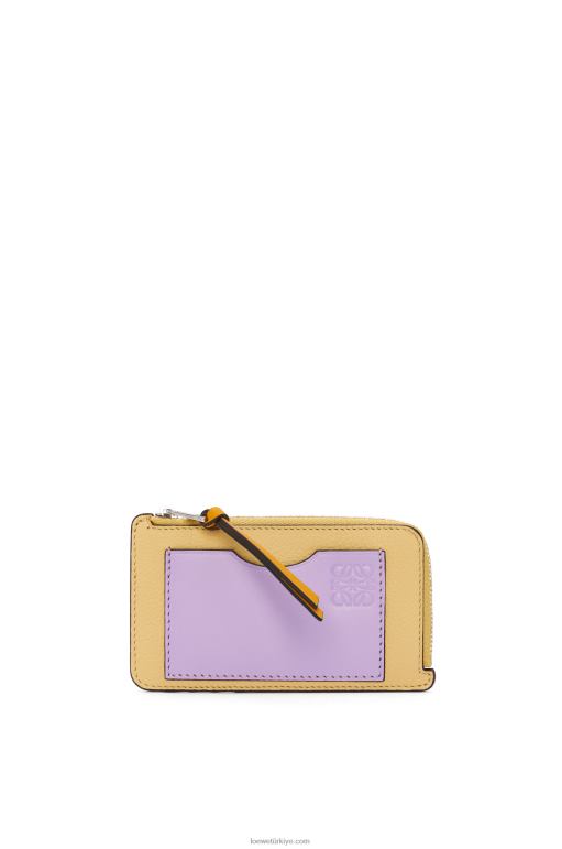 Loewe yumuşak damarlı dana derisinden jetonlu kartlık 026001341 kadınlar koyu tereyağı/leylak rengi