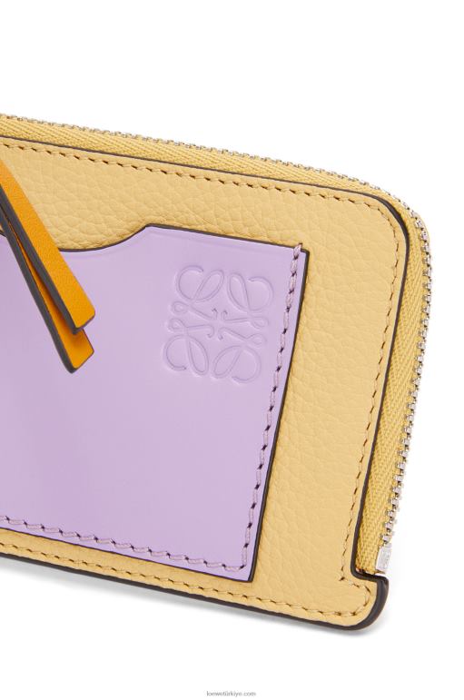 Loewe yumuşak damarlı dana derisinden jetonlu kartlık 026001341 kadınlar koyu tereyağı/leylak rengi