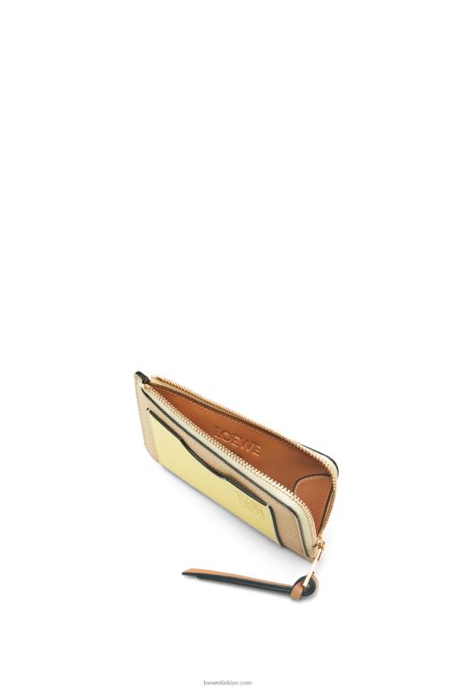 Loewe yumuşak damarlı dana derisinden jetonlu kartlık 026001343 kadınlar tereyağı/soluk limon