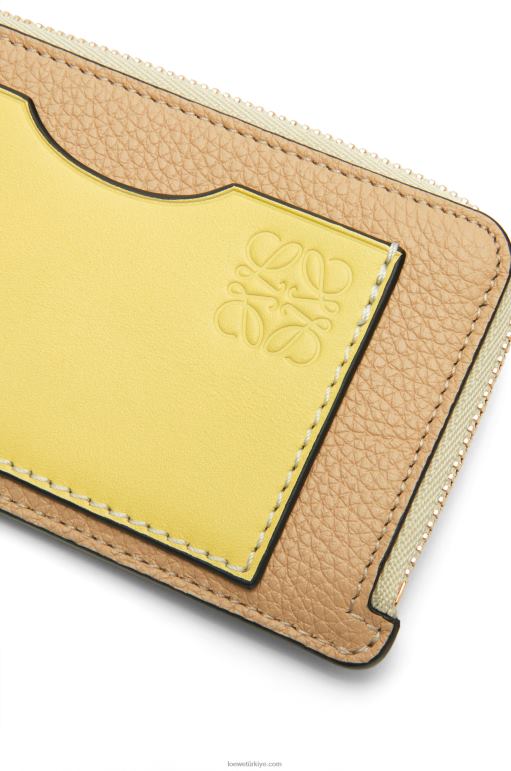 Loewe yumuşak damarlı dana derisinden jetonlu kartlık 026001343 kadınlar tereyağı/soluk limon