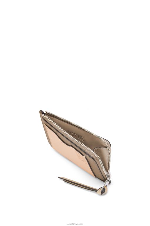 Loewe yumuşak damarlı dana derisinden jetonlu kartlık 026001344 kadınlar enginar yeşili/tozlu bej