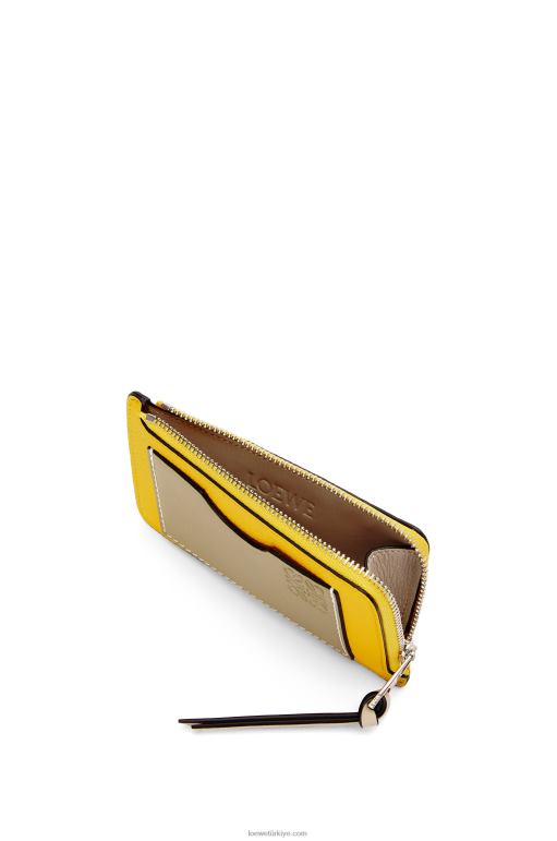 Loewe yumuşak damarlı dana derisinden jetonlu kartlık 026001394 kadınlar sarı/kil yeşili