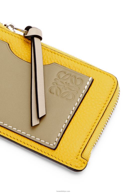 Loewe yumuşak damarlı dana derisinden jetonlu kartlık 026001394 kadınlar sarı/kil yeşili
