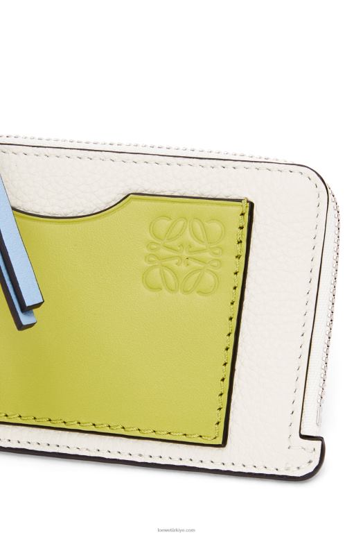 Loewe yumuşak damarlı dana derisinden jetonlu kartlık 026001416 kadınlar yumuşak beyaz/kireç sarısı