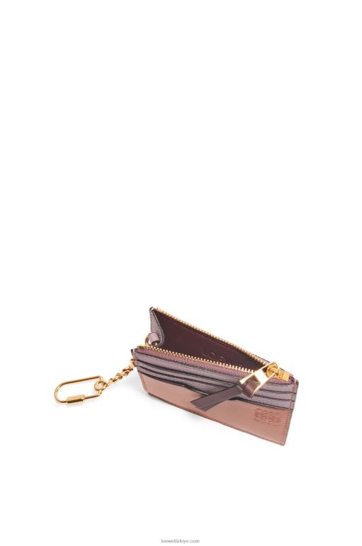 Loewe zincirli yumuşak damarlı dana derisinden kare kartlık 026001365 kadınlar kirli leylak rengi/ten rengi