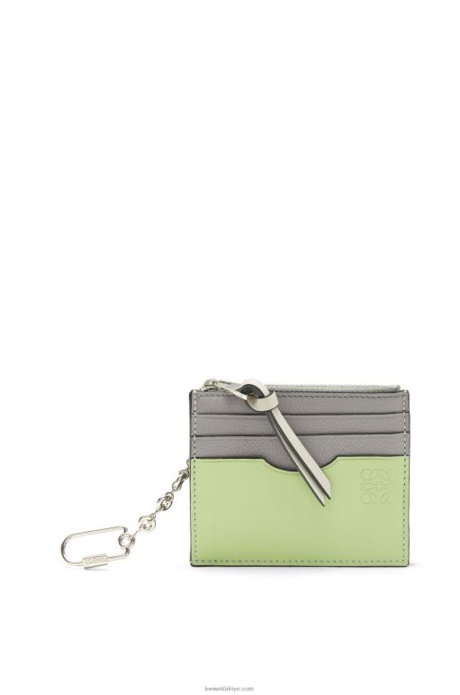 Loewe zincirli yumuşak damarlı dana derisinden kare kartlık 026001366 kadınlar inci grisi/açık soluk yeşil