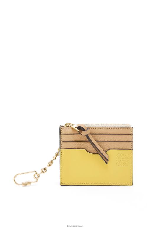 Loewe zincirli yumuşak damarlı dana derisinden kare kartlık 026001378 kadınlar tereyağı/soluk limon
