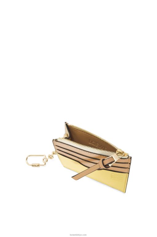 Loewe zincirli yumuşak damarlı dana derisinden kare kartlık 026001378 kadınlar tereyağı/soluk limon