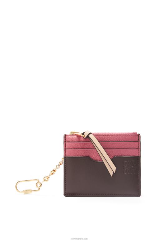 Loewe zincirli yumuşak damarlı dana derisinden kare kartlık 026001379 kadınlar erik/çikolata