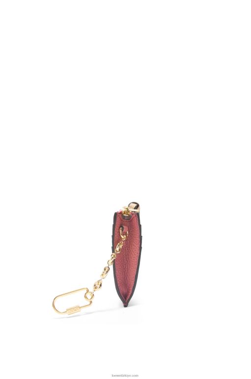 Loewe zincirli yumuşak damarlı dana derisinden kare kartlık 026001379 kadınlar erik/çikolata