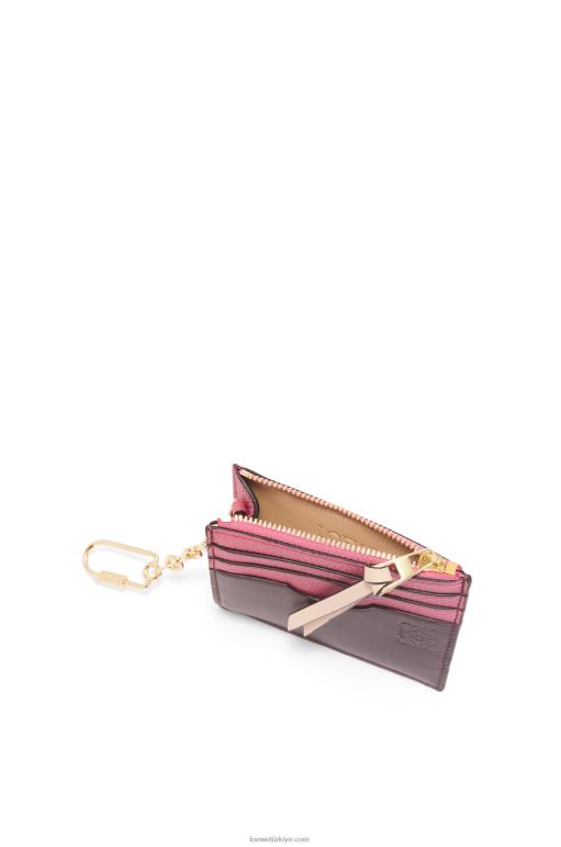 Loewe zincirli yumuşak damarlı dana derisinden kare kartlık 026001379 kadınlar erik/çikolata