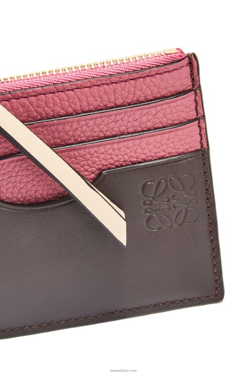 Loewe zincirli yumuşak damarlı dana derisinden kare kartlık 026001379 kadınlar erik/çikolata