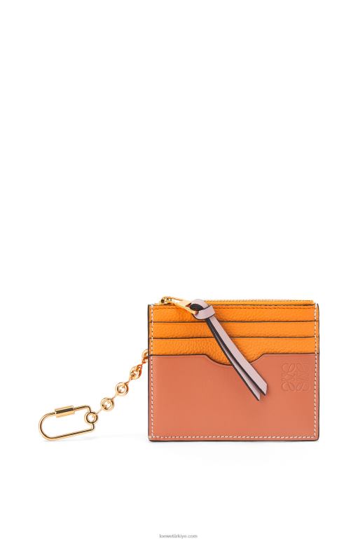 Loewe zincirli yumuşak damarlı dana derisinden kare kartlık 026001380 kadınlar mandalina/mercan resifi