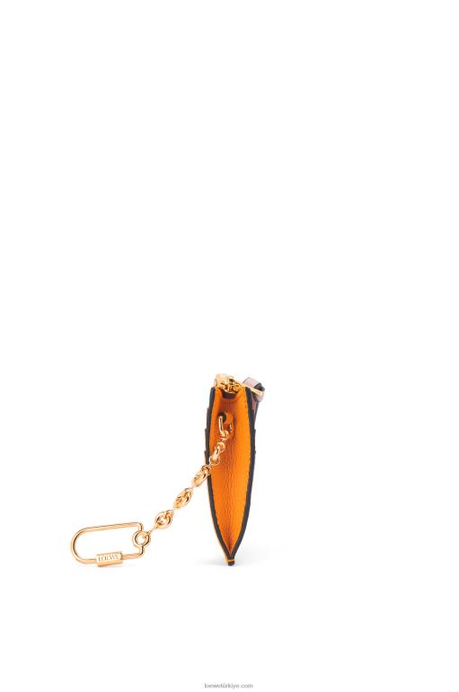 Loewe zincirli yumuşak damarlı dana derisinden kare kartlık 026001380 kadınlar mandalina/mercan resifi