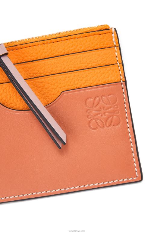 Loewe zincirli yumuşak damarlı dana derisinden kare kartlık 026001380 kadınlar mandalina/mercan resifi