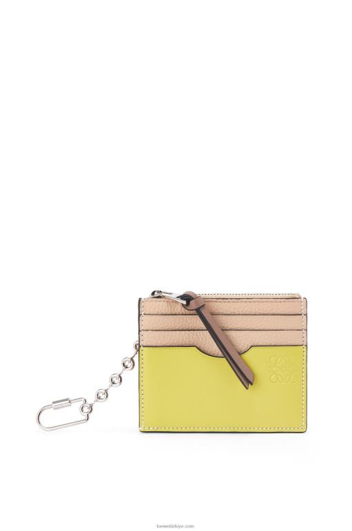 Loewe zincirli yumuşak damarlı dana derisinden kare kartlık 026001381 kadınlar çıplak/citronelle