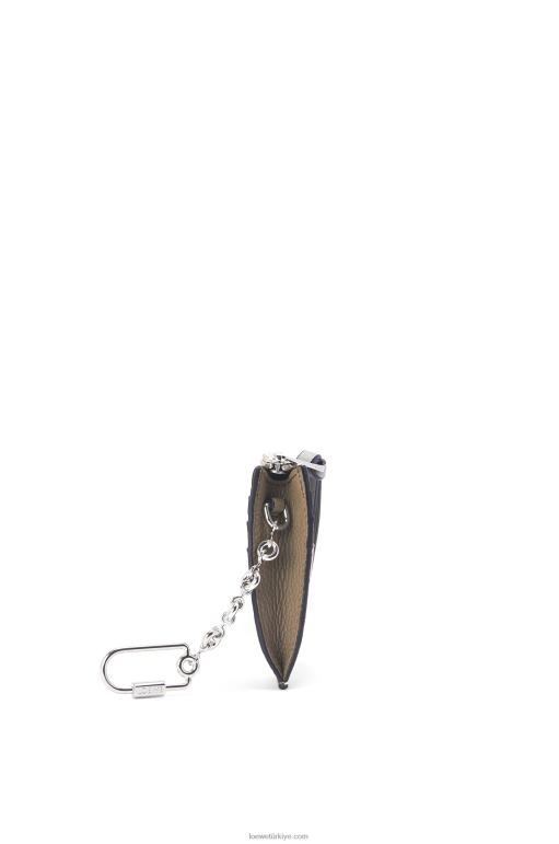 Loewe zincirli yumuşak damarlı dana derisinden kare kartlık 026001382 kadınlar defne yeşili/koyu sarı