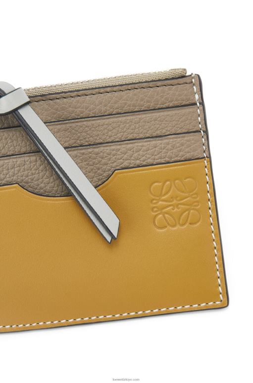 Loewe zincirli yumuşak damarlı dana derisinden kare kartlık 026001382 kadınlar defne yeşili/koyu sarı