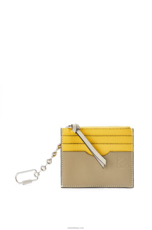 Loewe zincirli yumuşak damarlı dana derisinden kare kartlık 026001383 kadınlar sarı/kil yeşili