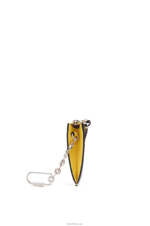 Loewe zincirli yumuşak damarlı dana derisinden kare kartlık 026001383 kadınlar sarı/kil yeşili